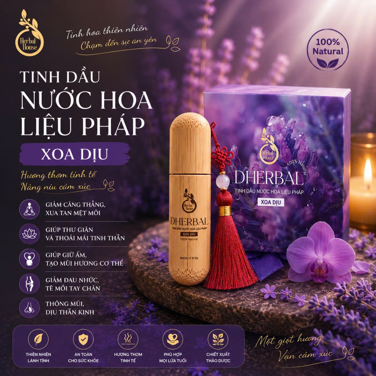 TINH DẦU NƯỚC HOA LIỆU PHÁP DHERBAL - XOA DỊU