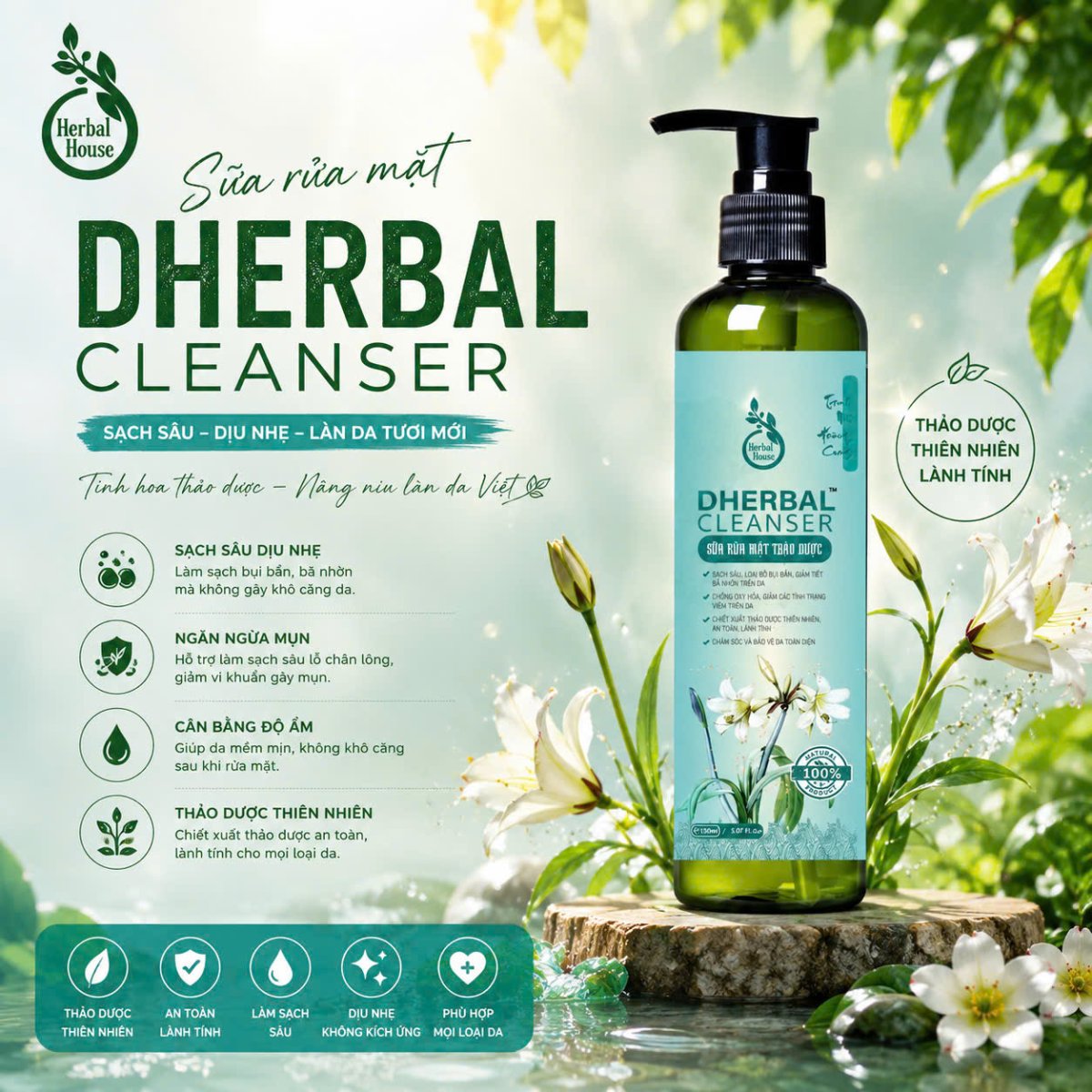 Sữa Rửa Mặt Thảo Dược - DHerBal Cleanser
